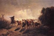 unknow artist Union Drover with Cattle for the Army France oil painting artist